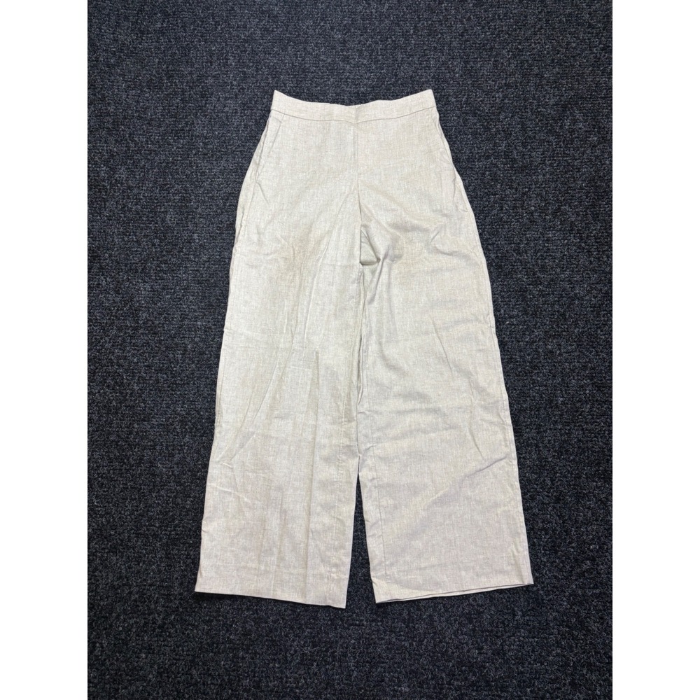 Banana Republic Wide-Leg High-Rise Linen Blend Pants Oatmeal Beige XS NWT